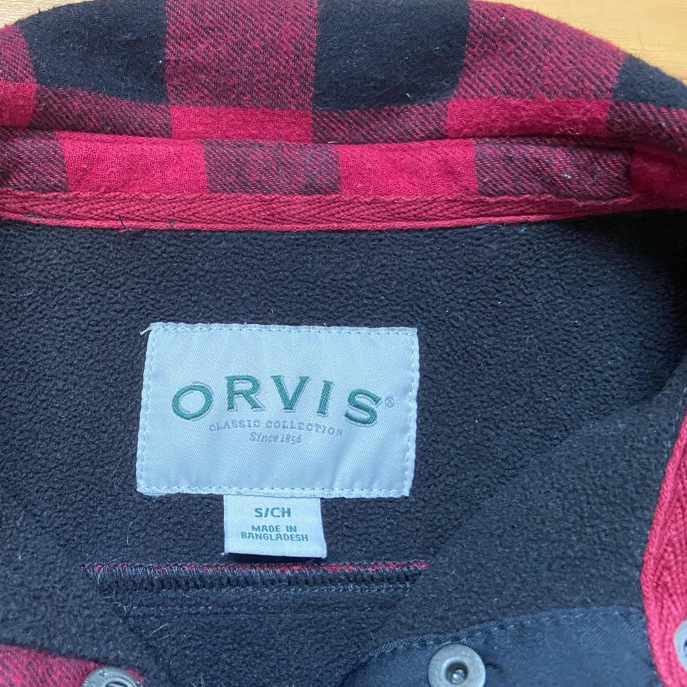 Orvis Fleece Lined Plaid Flannel Snap Shirt Jacket Shacket Red Black Women's S - Picture 5 of 6